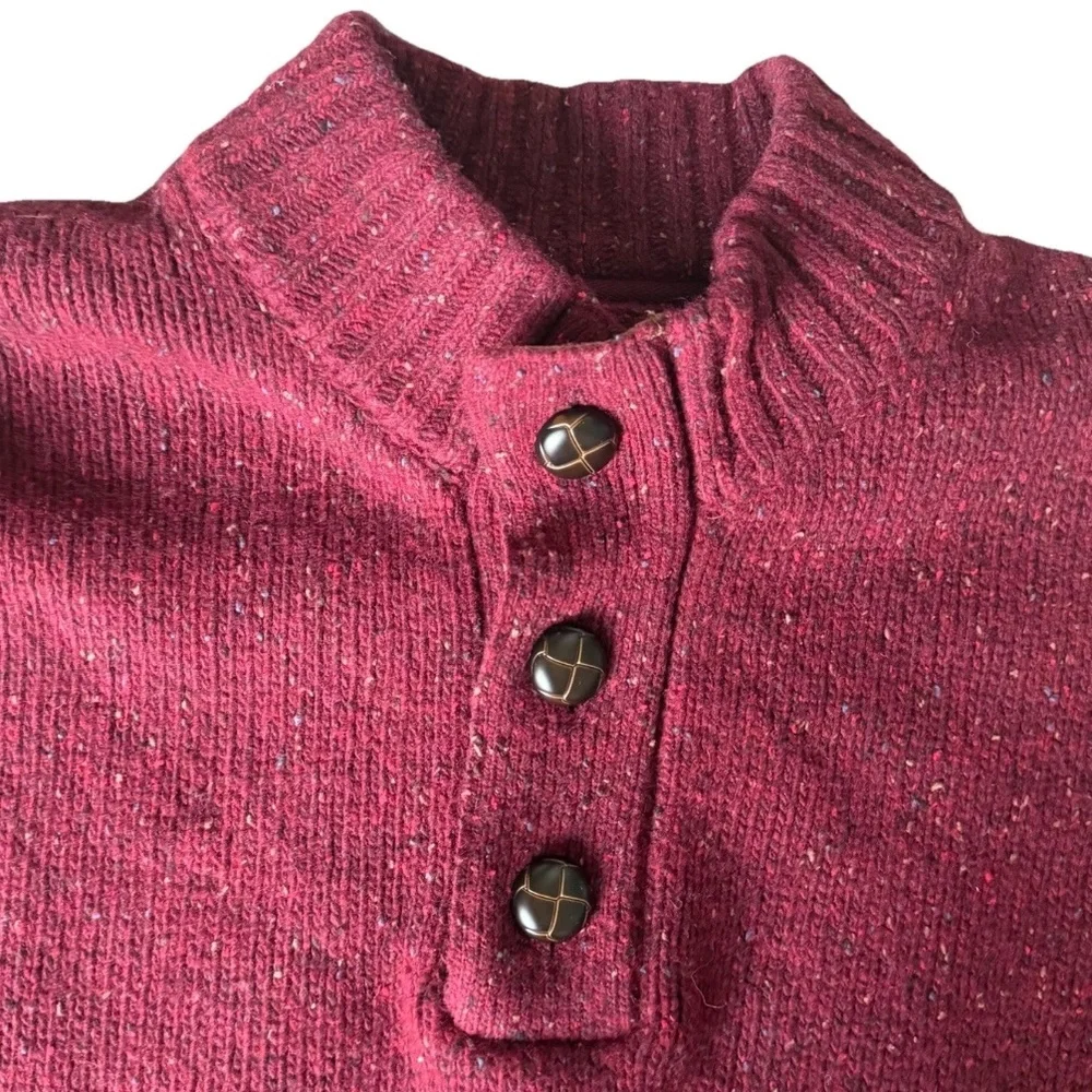 UNTUCKit Vangone Button Mock Neck Donegal Pullover lambswool blend Sweater Large